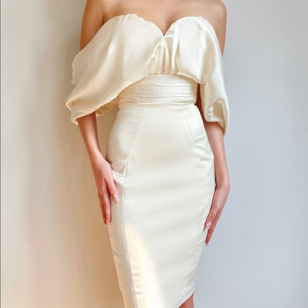 House of Cb Aisha Ivory satin dress